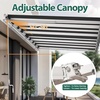image:imageMCombo 115x95 Feet Manual Retractable Patio Door Window Awning Sunshade Shelter Outdoor Canopy 1210 Green 115L x 95WWhite with Black Stripes