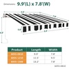 image:imageMCombo 115x95 Feet Manual Retractable Patio Door Window Awning Sunshade Shelter Outdoor Canopy 1210 Green 115L x 95WWhite with Black Stripes
