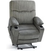 image:imageMCombo 180 Lay Flat Power Lift Recliner Chair for Elderly Dual Motor Lift Chair with FullBody Heating for Sleeping Extra Wide SeatImitation Rabbit Fur R7123 Light GreyDark Grey