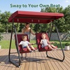 image:imageMCombo 2 Person Porch Swing Chair Outdoor Glider Chair with High Backrest Independent Swing Sets for Backyard Garden 4376 BurgundyBurgundy