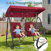 image:imageMCombo 2 Person Porch Swing Chair Outdoor Glider Chair with High Backrest Independent Swing Sets for Backyard Garden 4376 BurgundyBurgundy