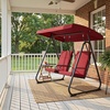 image:imageMCombo 2 Person Porch Swing Chair Outdoor Glider Chair with High Backrest Independent Swing Sets for Backyard Garden 4376 BurgundyBurgundy