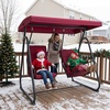 image:imageMCombo 2 Person Porch Swing Chair Outdoor Glider Chair with High Backrest Independent Swing Sets for Backyard Garden 4376 BurgundyBurgundy