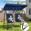 image:imageMCombo 2 Person Porch Swing Chair Outdoor Glider Chair with High Backrest Independent Swing Sets for Backyard Garden 4376 BurgundyDark Blue
