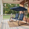 image:imageMCombo 2 Person Porch Swing Chair Outdoor Glider Chair with High Backrest Independent Swing Sets for Backyard Garden 4376 BurgundyDark Blue