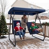 image:imageMCombo 2 Person Porch Swing Chair Outdoor Glider Chair with High Backrest Independent Swing Sets for Backyard Garden 4376 BurgundyDark Blue
