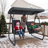 image:imageMCombo 2 Person Porch Swing Chair Outdoor Glider Chair with High Backrest Independent Swing Sets for Backyard Garden 4376 BurgundyDark Grey