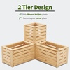 image:imageMCombo 2 Tier Corner Raised Garden Bed Outdoor Wooden Planter Box Elevated Garden Bed with Liners for Vegetables Herbs and Flowers 0315