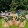 image:imageMCombo 2 Tier Corner Raised Garden Bed Outdoor Wooden Planter Box Elevated Garden Bed with Liners for Vegetables Herbs and Flowers 0315