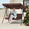 image:imageMCombo 23 Person Outdoor Patio Swing Chair Convertible Canopy Hanging Swing Glider Lounge Chair Removable Cushions 4003 BlackBrown
