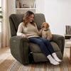 image:imageMCombo 264 Oversized Power Swivel Rocker Recliner Chair Oversized Power Recliner Chair for Big and Tall People USB AampC Ports for Living Room Nursery Fabric OE678 Light GreyBrown