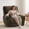image:imageMCombo 264 Oversized Power Swivel Rocker Recliner Chair Oversized Power Recliner Chair for Big and Tall People USB AampC Ports for Living Room Nursery Fabric OE678 Light GreyBrown