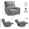 image:imageMCombo 264 Oversized Power Swivel Rocker Recliner Chair Oversized Power Recliner Chair for Big and Tall People USB AampC Ports for Living Room Nursery Fabric OE678 Light GreyLight Grey