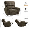 image:imageMCombo 264 Oversized Power Swivel Rocker Recliner Chair Oversized Power Recliner Chair for Big and Tall People USB AampC Ports for Living Room Nursery Fabric OE678 Light GreyBrown