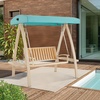 image:imageMCombo 2Person Patio Swing Chair HeavyDuty Outdoor Porch Swing with Wooden Finish Coated Seat for Garden Balcony Poolside 4458 GreyBlue