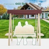 image:imageMCombo 2Person Patio Swing Chair HeavyDuty Outdoor Porch Swing with Wooden Finish Coated Seat for Garden Balcony Poolside 4458 GreyBurgundy