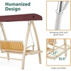 image:imageMCombo 2Person Patio Swing Chair HeavyDuty Outdoor Porch Swing with Wooden Finish Coated Seat for Garden Balcony Poolside 4458 GreyBurgundy