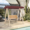 image:imageMCombo 2Person Patio Swing Chair HeavyDuty Outdoor Porch Swing with Wooden Finish Coated Seat for Garden Balcony Poolside 4458 GreyBurgundy
