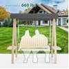 image:imageMCombo 2Person Patio Swing Chair HeavyDuty Outdoor Porch Swing with Wooden Finish Coated Seat for Garden Balcony Poolside 4458 GreyGray