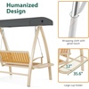image:imageMCombo 2Person Patio Swing Chair HeavyDuty Outdoor Porch Swing with Wooden Finish Coated Seat for Garden Balcony Poolside 4458 GreyGray
