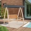 image:imageMCombo 2Person Patio Swing Chair HeavyDuty Outdoor Porch Swing with Wooden Finish Coated Seat for Garden Balcony Poolside 4458 GreyGray