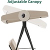 image:imageMCombo 3 Seat Patio Swings with Adjustable Canopy Outdoor Porch Swing Chair with Stand for Backyard Poolside Balcony 4092 Dark BlueBeige