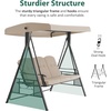 image:imageMCombo 3 Seat Patio Swings with Adjustable Canopy Outdoor Porch Swing Chair with Stand for Backyard Poolside Balcony 4092 Dark BlueBeige