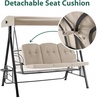 image:imageMCombo 3 Seat Patio Swings with Adjustable Canopy Outdoor Porch Swing Chair with Stand for Backyard Poolside Balcony 4092 Dark BlueBeige
