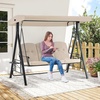 image:imageMCombo 3 Seat Patio Swings with Adjustable Canopy Outdoor Porch Swing Chair with Stand for Backyard Poolside Balcony 4092 Dark BlueBeige