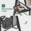 image:imageMCombo 3 Seat Patio Swings with Adjustable Canopy Outdoor Porch Swing Chair with Stand for Backyard Poolside Balcony 4092 Dark BlueBeige