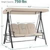 image:imageMCombo 3 Seat Patio Swings with Adjustable Canopy Outdoor Porch Swing Chair with Stand for Backyard Poolside Balcony 4092 Dark BlueBeige