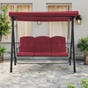 image:imageMCombo 3 Seat Patio Swings with Adjustable Canopy Outdoor Porch Swing Chair with Stand for Backyard Poolside Balcony 4092 Dark BlueBurgundy