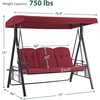 image:imageMCombo 3 Seat Patio Swings with Adjustable Canopy Outdoor Porch Swing Chair with Stand for Backyard Poolside Balcony 4092 Dark BlueBurgundy