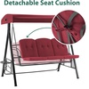 image:imageMCombo 3 Seat Patio Swings with Adjustable Canopy Outdoor Porch Swing Chair with Stand for Backyard Poolside Balcony 4092 Dark BlueBurgundy