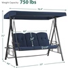 image:imageMCombo 3 Seat Patio Swings with Adjustable Canopy Outdoor Porch Swing Chair with Stand for Backyard Poolside Balcony 4092 Dark BlueDark Blue