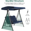 image:imageMCombo 3 Seat Patio Swings with Adjustable Canopy Outdoor Porch Swing Chair with Stand for Backyard Poolside Balcony 4092 Dark BlueDark Blue