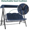 image:imageMCombo 3 Seat Patio Swings with Adjustable Canopy Outdoor Porch Swing Chair with Stand for Backyard Poolside Balcony 4092 Dark BlueDark Blue