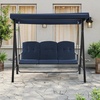 image:imageMCombo 3 Seat Patio Swings with Adjustable Canopy Outdoor Porch Swing Chair with Stand for Backyard Poolside Balcony 4092 Dark BlueDark Blue
