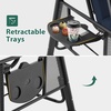 image:imageMCombo 3 Seat Patio Swings with Adjustable Canopy Outdoor Porch Swing Chair with Stand for Backyard Poolside Balcony 4092 Dark BlueDark Blue