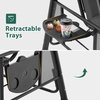 image:imageMCombo 3 Seat Patio Swings with Adjustable Canopy Outdoor Porch Swing Chair with Stand for Backyard Poolside Balcony 4092 Dark BlueDark Grey