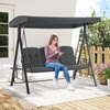image:imageMCombo 3 Seat Patio Swings with Adjustable Canopy Outdoor Porch Swing Chair with Stand for Backyard Poolside Balcony 4092 Dark BlueDark Grey