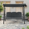 image:imageMCombo 3 Seat Patio Swings with Adjustable Canopy Outdoor Porch Swing Chair with Stand for Backyard Poolside Balcony 4092 Dark BlueDark Grey