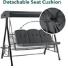 image:imageMCombo 3 Seat Patio Swings with Adjustable Canopy Outdoor Porch Swing Chair with Stand for Backyard Poolside Balcony 4092 Dark BlueDark Grey