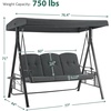image:imageMCombo 3 Seat Patio Swings with Adjustable Canopy Outdoor Porch Swing Chair with Stand for Backyard Poolside Balcony 4092 Dark BlueDark Grey