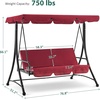 image:imageMCombo 3 Seat Patio Swings with Weather Resistant Steel Frame Adjustable Canopy Reclining Outdoor Porch Swing with Cushion for Backyard Porch Lawn Poolside Balcony 4089 BurgundyBurgundy