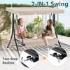 image:imageMCombo 3 Seat Patio Swings with Weather Resistant Steel Frame Adjustable Canopy Reclining Outdoor Porch Swing with Cushion for Backyard Porch Lawn Poolside Balcony 4089 BurgundyBeige