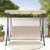 image:imageMCombo 3 Seat Patio Swings with Weather Resistant Steel Frame Adjustable Canopy Reclining Outdoor Porch Swing with Cushion for Backyard Porch Lawn Poolside Balcony 4089 BurgundyBeige