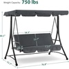 image:imageMCombo 3 Seat Patio Swings with Weather Resistant Steel Frame Adjustable Canopy Reclining Outdoor Porch Swing with Cushion for Backyard Porch Lawn Poolside Balcony 4089 BurgundyDark Grey