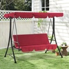 image:imageMCombo 3 Seat Patio Swings with Weather Resistant Steel Frame Adjustable Canopy Reclining Outdoor Porch Swing with Cushion for Backyard Porch Lawn Poolside Balcony 4089 BurgundyBurgundy