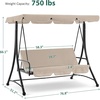 image:imageMCombo 3 Seat Patio Swings with Weather Resistant Steel Frame Adjustable Canopy Reclining Outdoor Porch Swing with Cushion for Backyard Porch Lawn Poolside Balcony 4089 BurgundyBeige